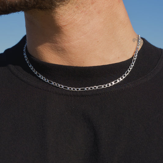 4mm Figaro Chain - White Gold