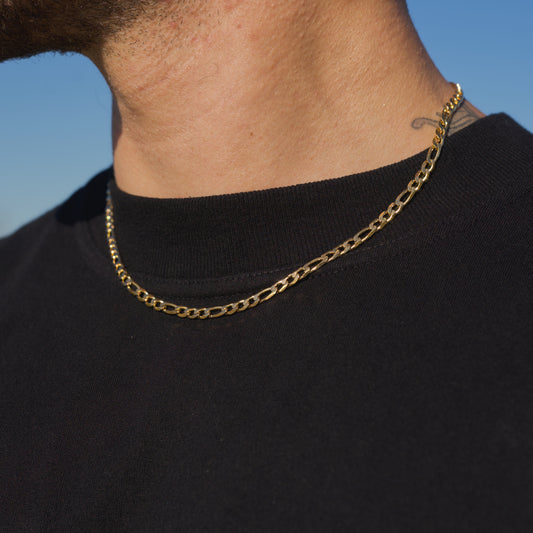 4mm Figaro Chain - Gold