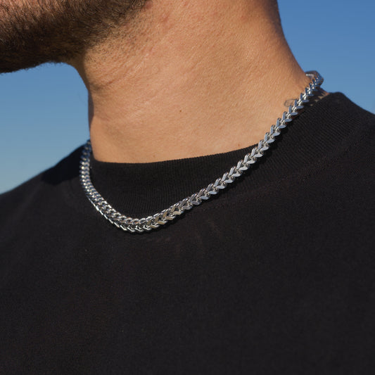 6mm Franco Chain - White Gold