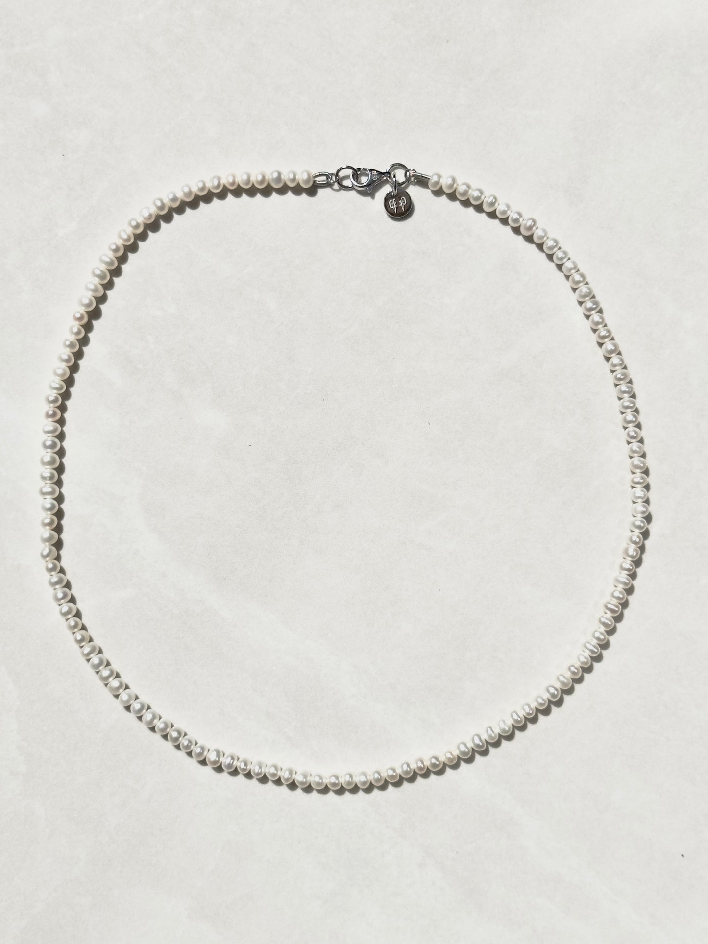 4mm Natural Fresh Water Pearl Chain - White Gold