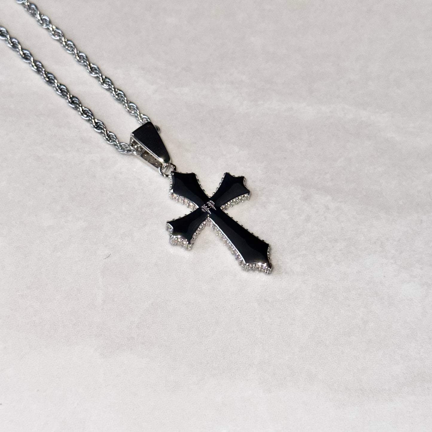 Iced Colour Cross Pendant - Blue