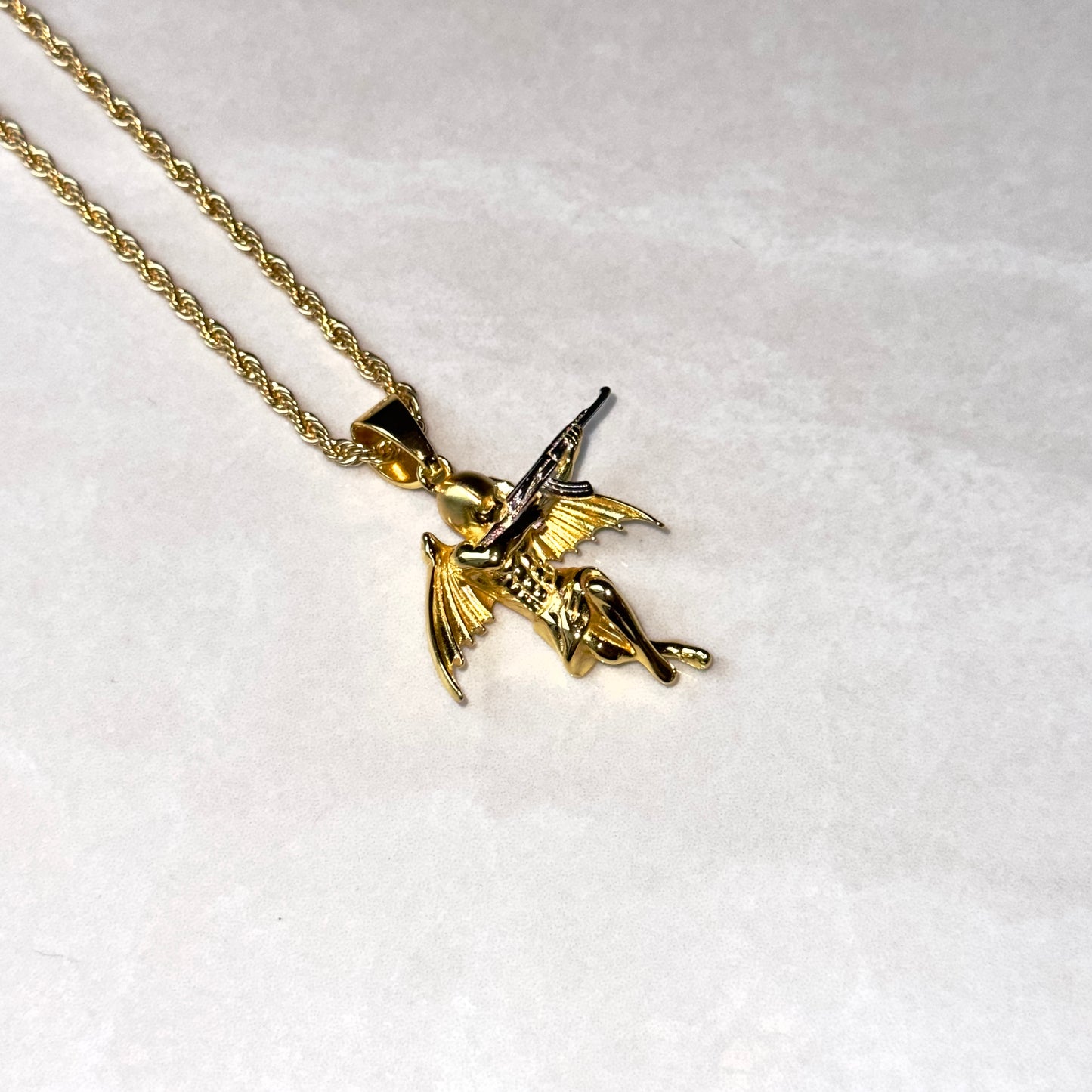 Gangster Cupid Pendant - Gold