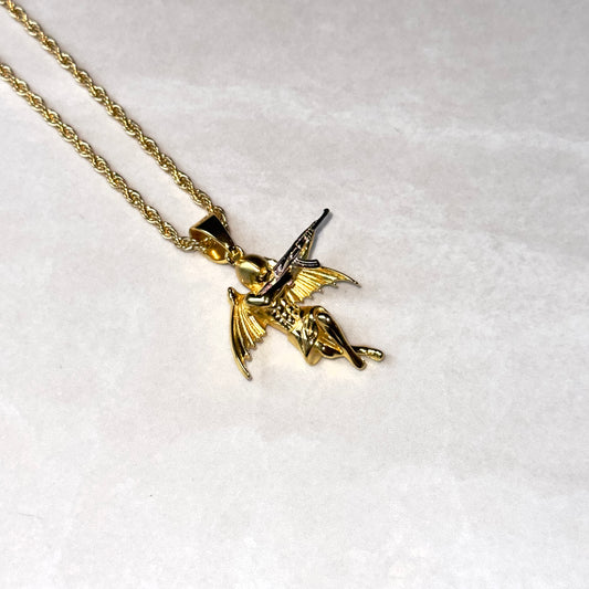 Gangster Cupid Pendant - Gold