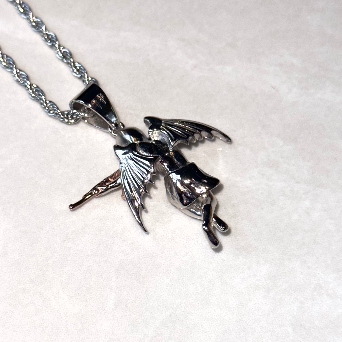 Gangster Cupid Pendant - White Gold