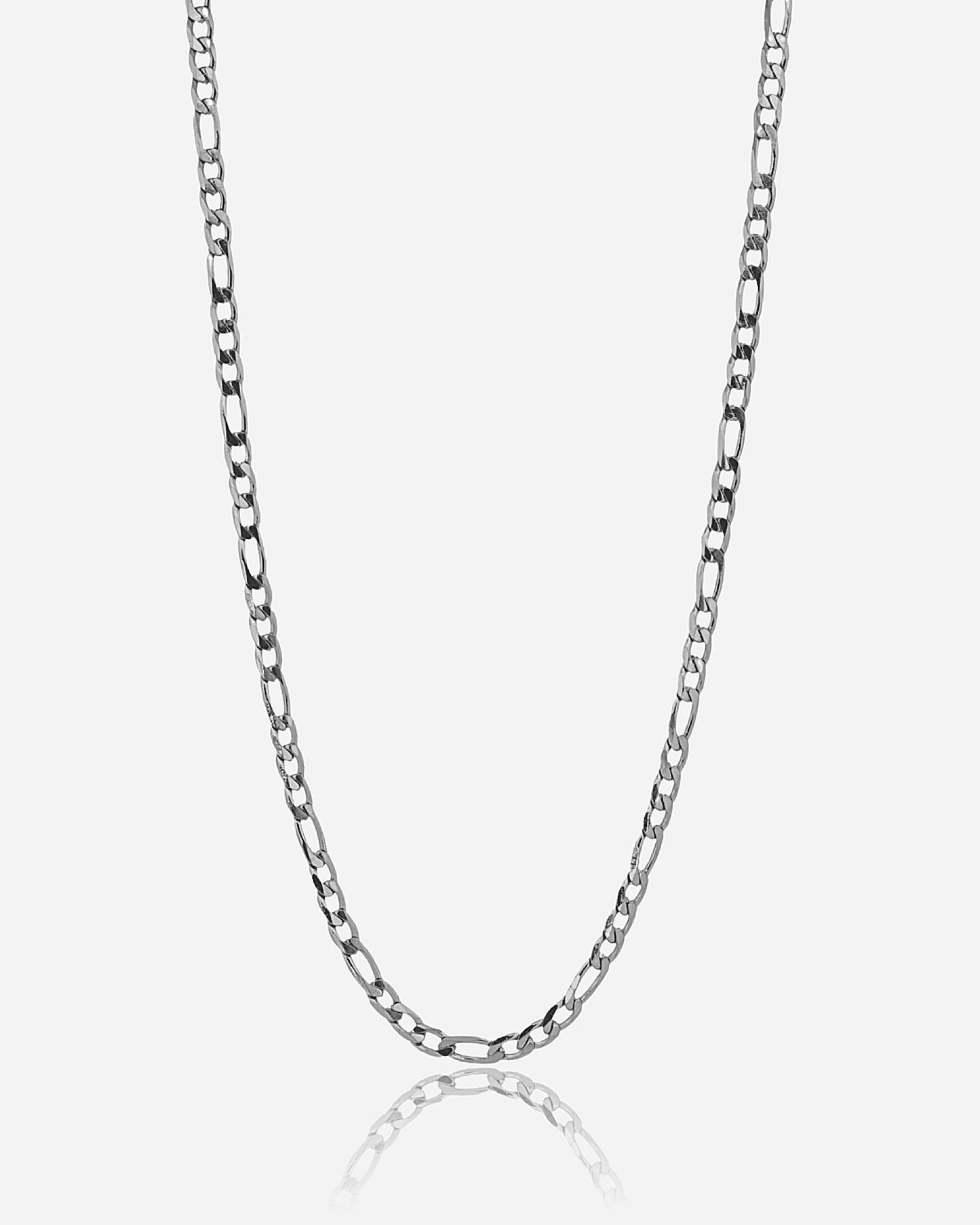 4mm Figaro Chain - White Gold