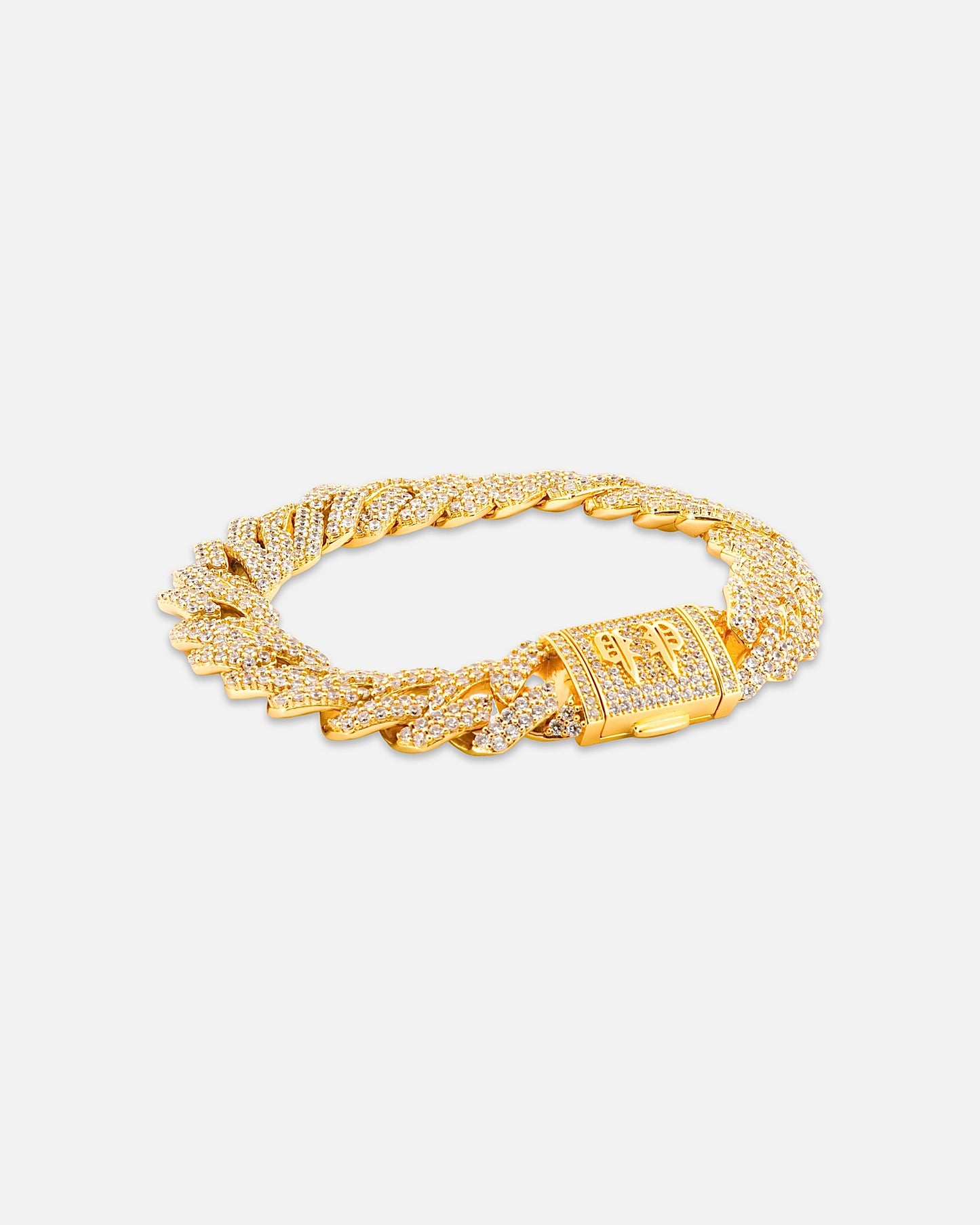 14mm Diamond Prong Link Bracelet - Gold