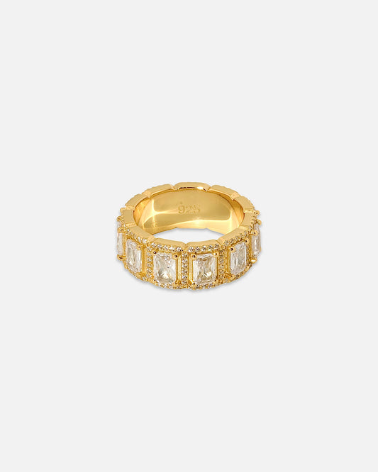 Halo Baguette Ring - Gold