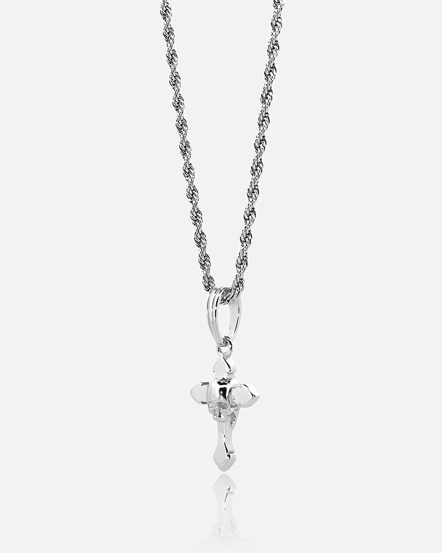 Skull Cross Pendant - White Gold