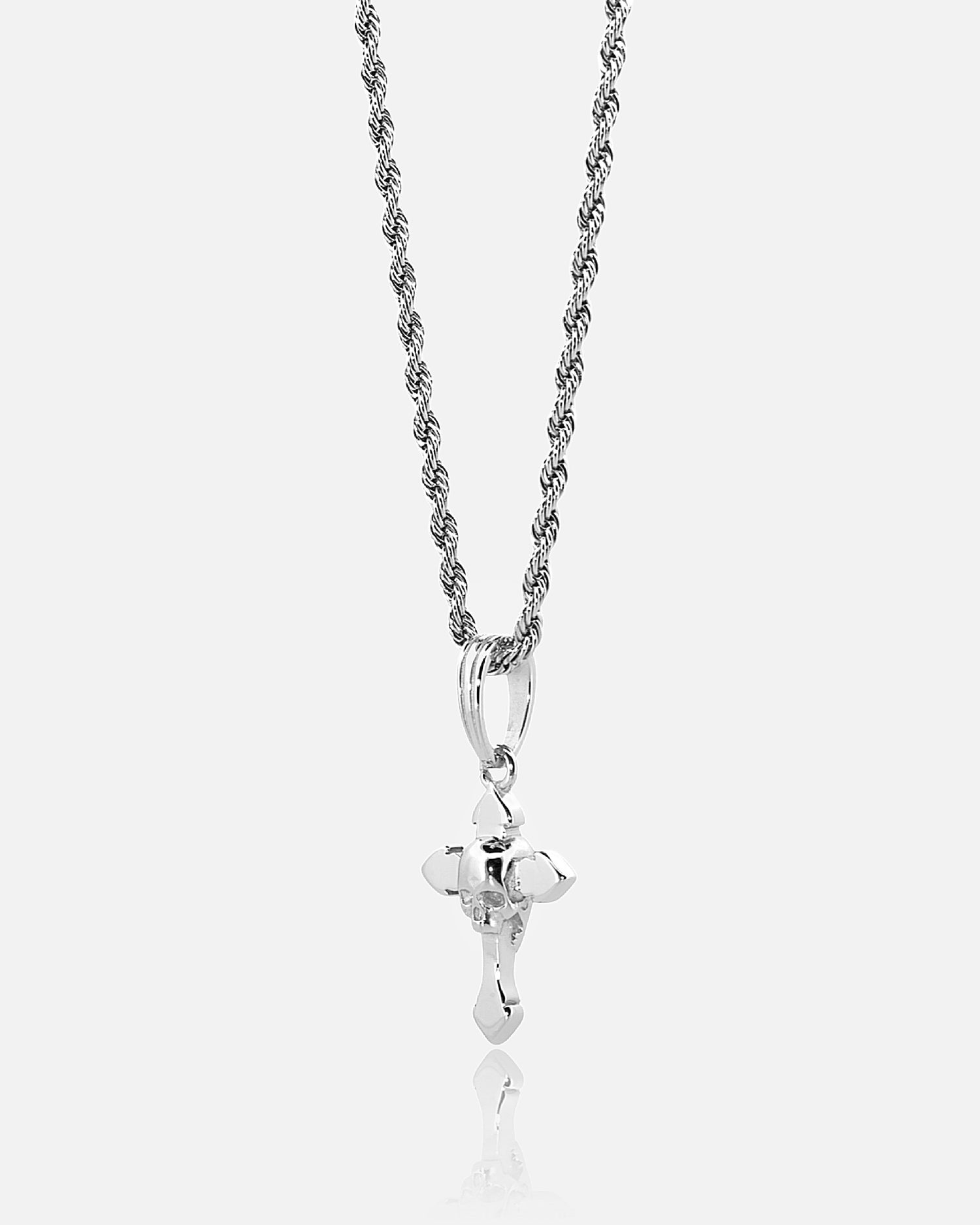 Skull Cross Pendant - White Gold