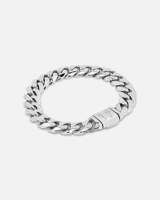 12mm Curb Cuban Link Bracelet - White Gold