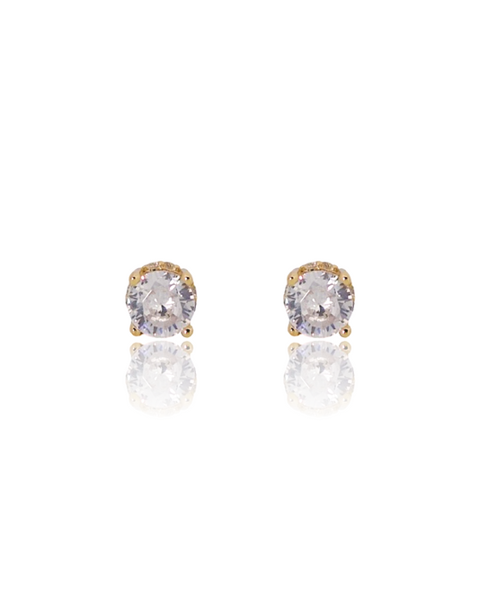 4mm Brilliant Cut Stud Earrings - Gold