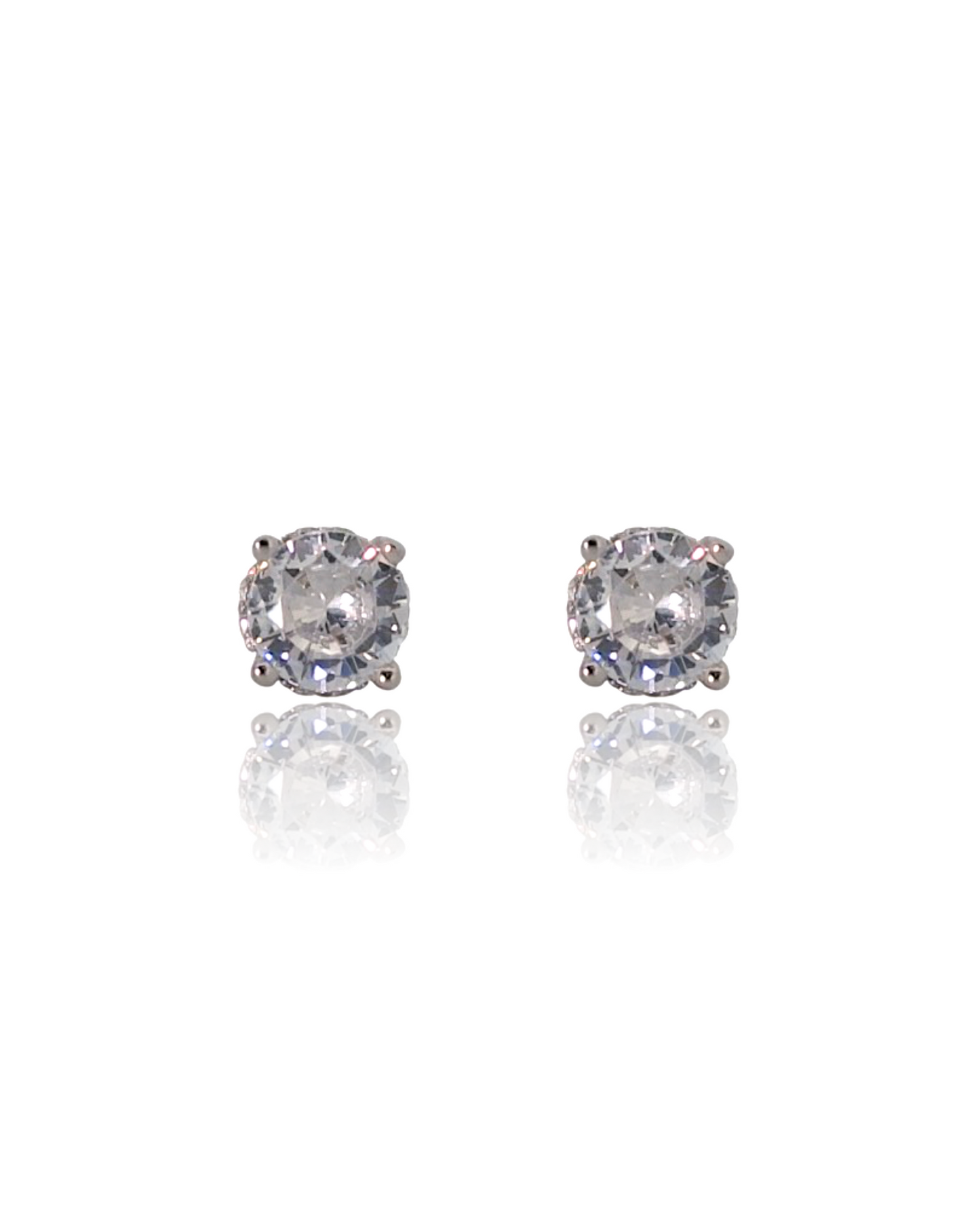 6mm Brilliant Cut Stud Earrings - White Gold