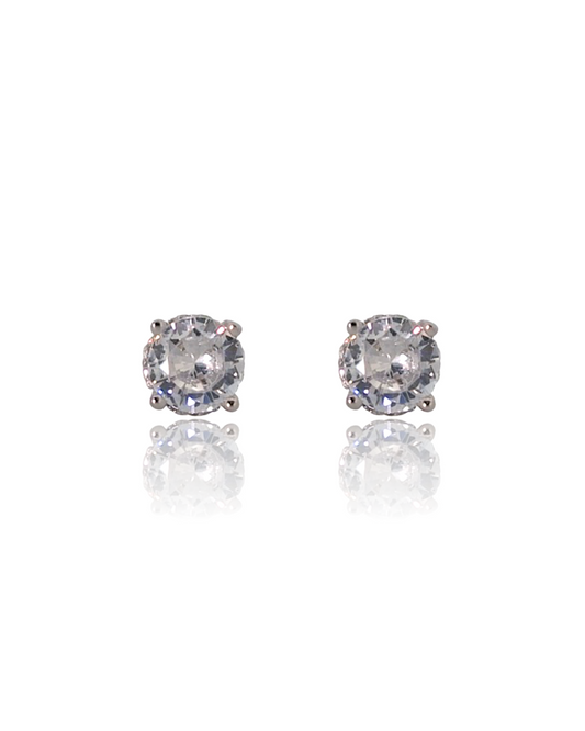 6mm Brilliant Cut Stud Earrings - White Gold