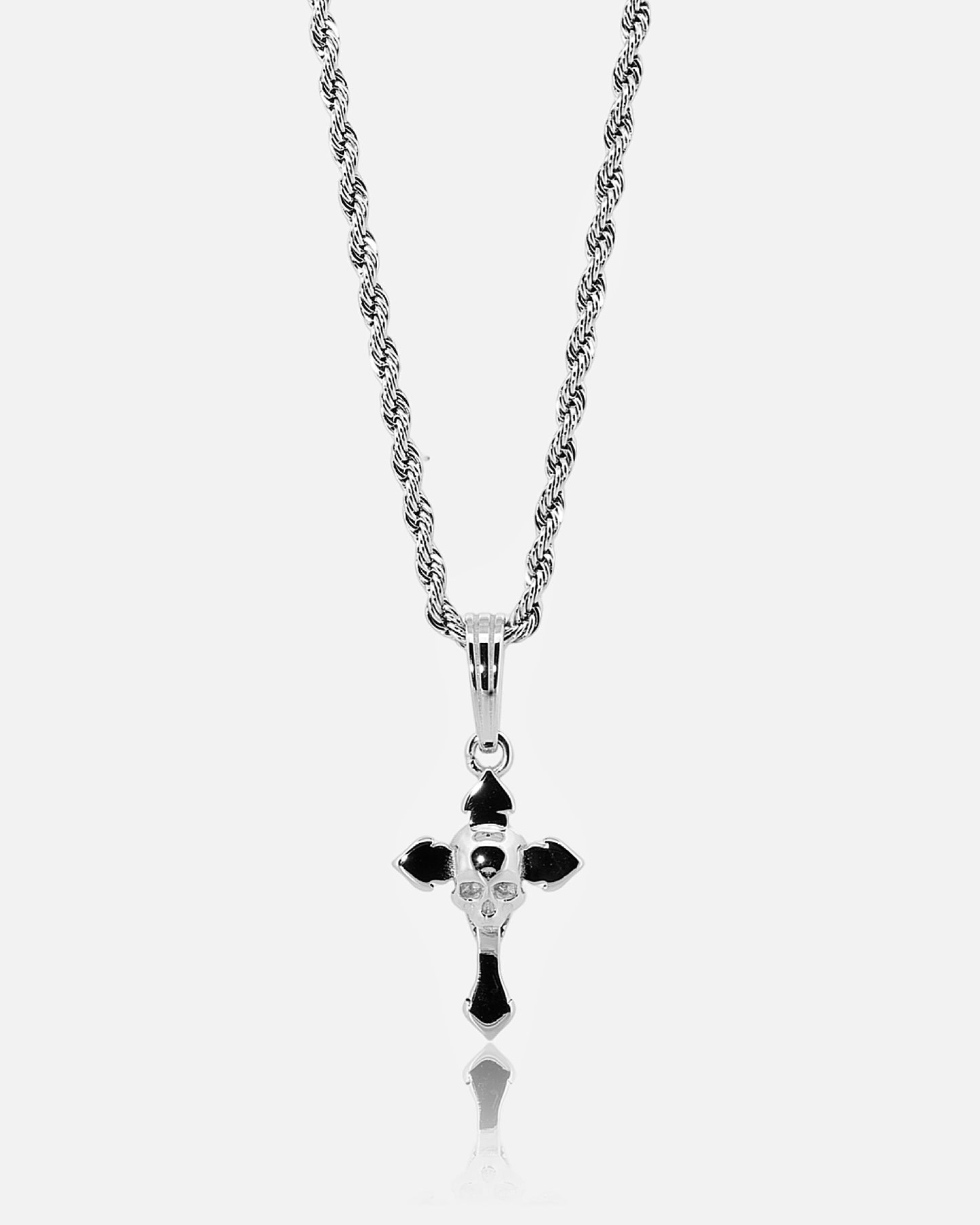 Skull Cross Pendant - White Gold