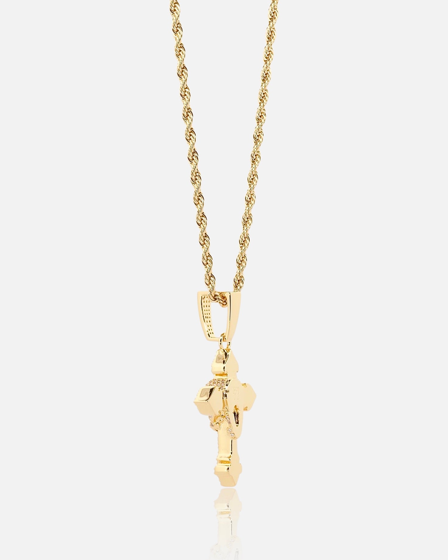 Iced Skull Cross Pendant - Gold