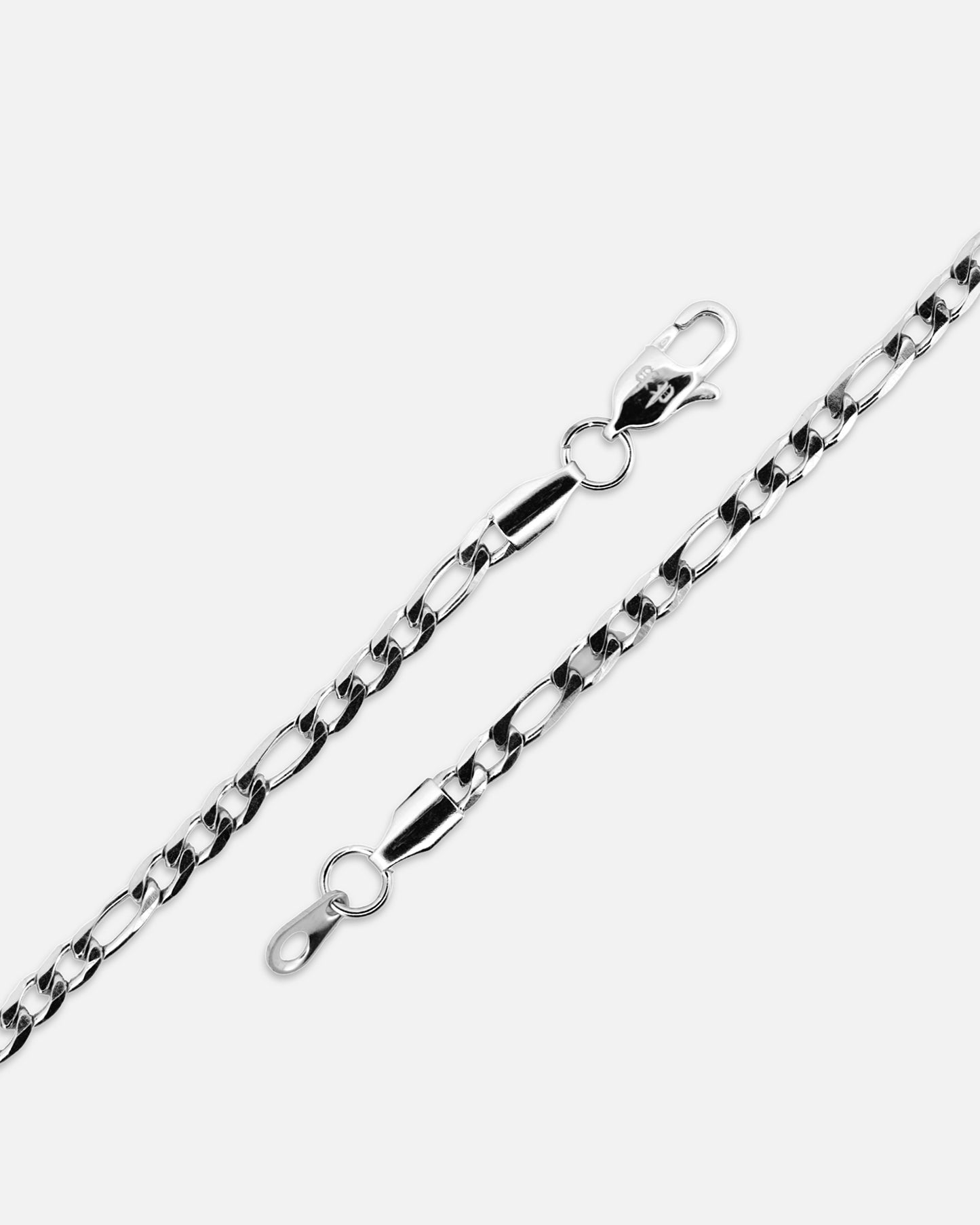 4mm Figaro Chain - White Gold