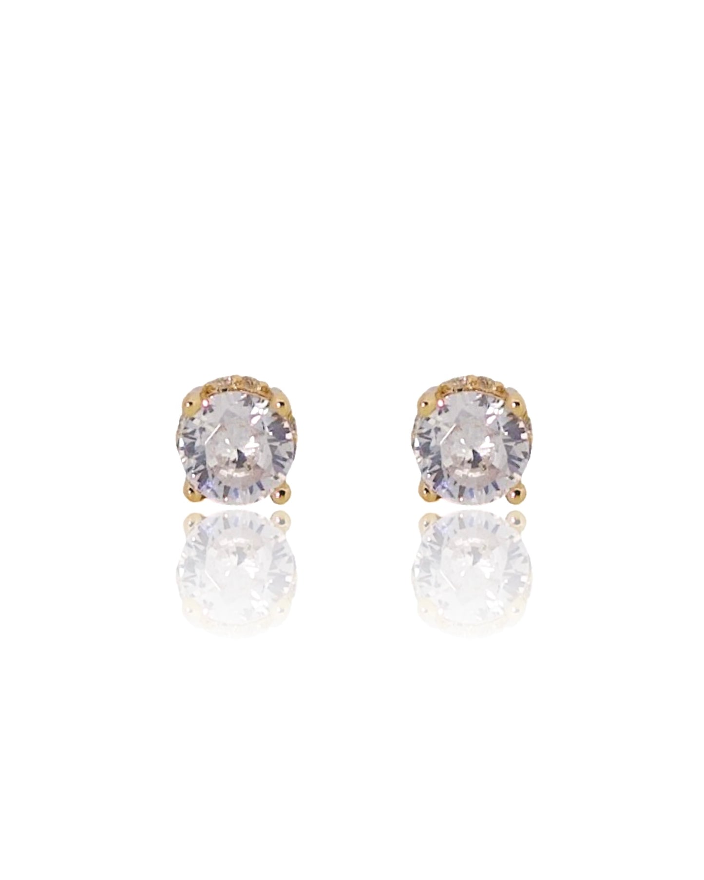 6mm Brilliant Cut Stud Earrings - Gold