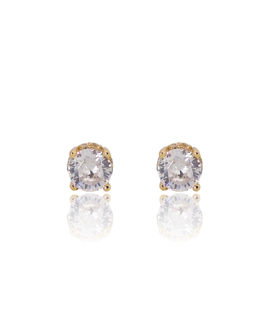 6mm Brilliant Cut Stud Earrings - Gold