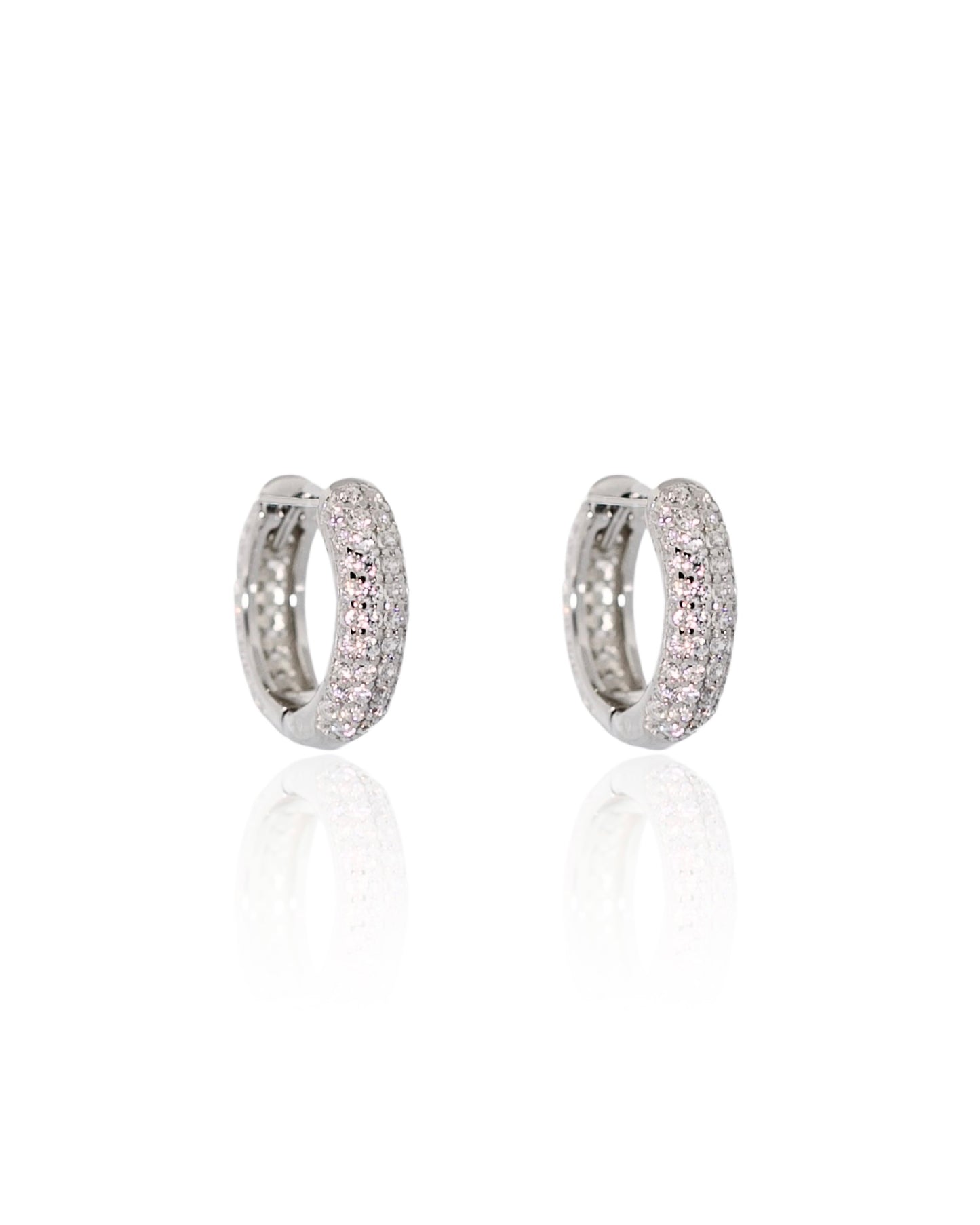 Iced Hoop Earrings - White Gold