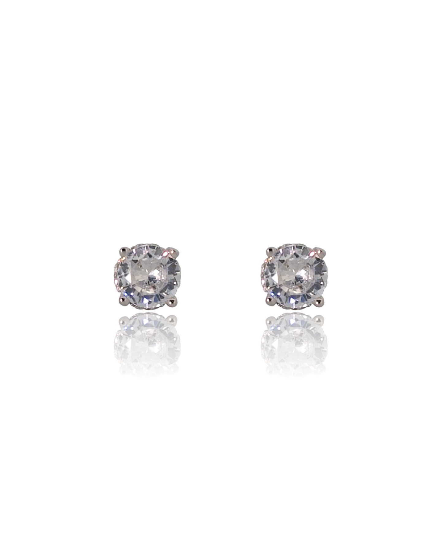 4mm Brilliant Cut Stud Earrings - White Gold