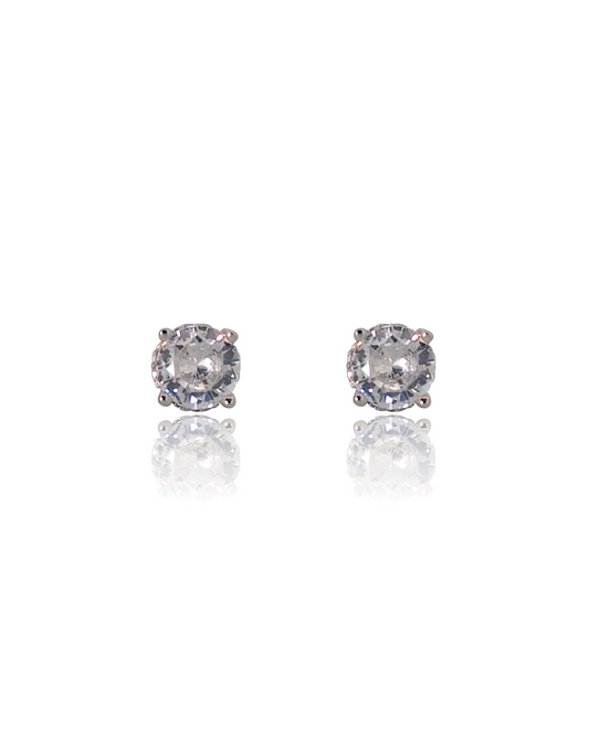 4mm Brilliant Cut Stud Earrings - White Gold